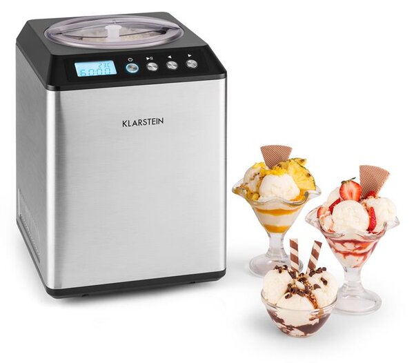 Klarstein Vanilly Sky Family, zmrzlinovač, výrobník zmrzliny a mrazeného jogurtu, 250 W, 2,5 l, strieborný