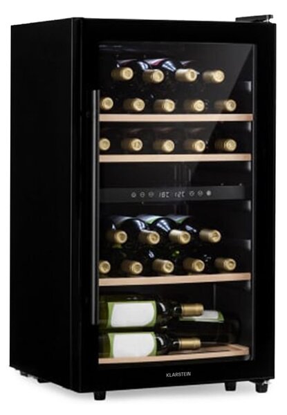 Klarstein Barossa 34 Duo, vinotéka, 2 zóny, 34 fliaš, sklenené dvierka, dotykové ovládanie, čierna