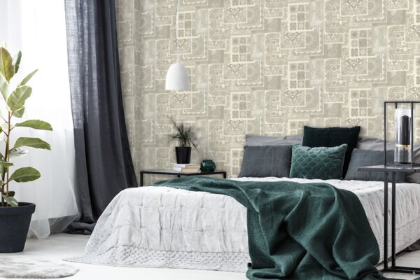 A.S. Création | Vliesová tapeta na stenu Versace 37048-5 | 0,70 x 10,05 m | biela, šedá, metalická