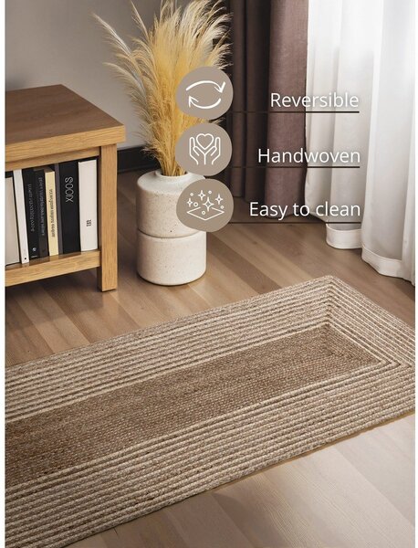 Obojstranný/ručne tkaný jutový behúň v svetlo prírodnej farbe/v tmavo prírodnej farbe 80x200 cm Juno – Hanse Home