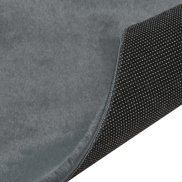 Koberec tmavosivý umelá kožušina 80 x 300 cm vysoký vlas polyesterová podložka moderný štýl behúň predsieň chodba