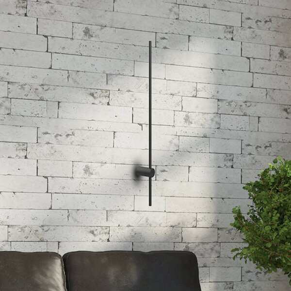 LED nástenné svetlo Swing, výška 60 cm, kov, čierna, Čierna, Obývacia izba / jedáleň, kov, Moderný, Nástenné svietidlo