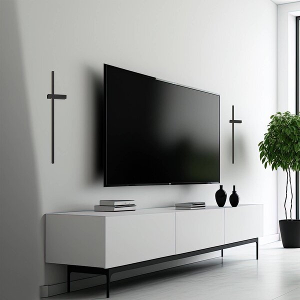 LED nástenné svetlo Vision, výška 60 cm, kov, čierne, 3 000 K, Čierna, Obývacia izba / jedáleň, kov, Moderný, Nástenné svietidlo