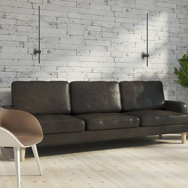 LED nástenné svetlo Swing, výška 60 cm, kov, čierna, Čierna, Obývacia izba / jedáleň, kov, Moderný, Nástenné svietidlo