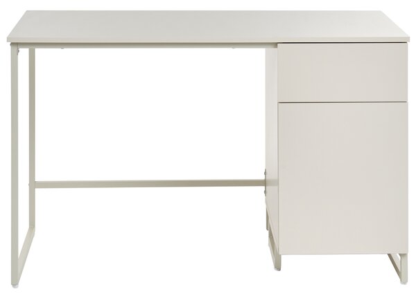 Písací stôl svetlobéžový MDF 120 x 60 cm oceľový rám so zásuvkou a skrinkou moderný minimalistický štýl pracovňa