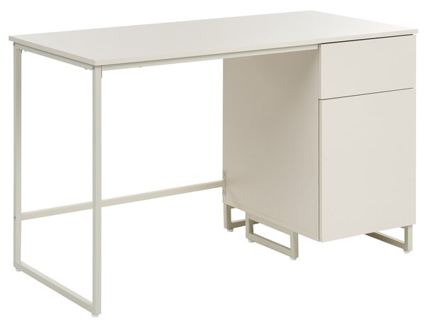 Písací stôl svetlobéžový MDF 120 x 60 cm oceľový rám so zásuvkou a skrinkou moderný minimalistický štýl pracovňa
