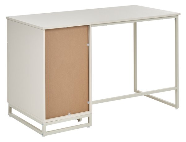 Písací stôl svetlobéžový MDF 120 x 60 cm oceľový rám so zásuvkou a skrinkou moderný minimalistický štýl pracovňa