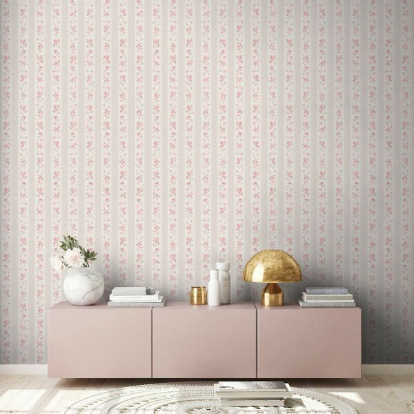 A.S. Création | Vliesová tapeta na stenu Maison Charme 39069-4 | 0,53 x 10,05 m | biela, béžová, ružová