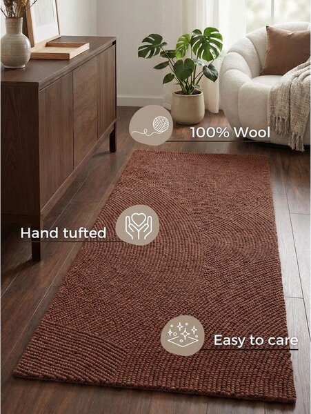 Ručne tkaný vlnený behúň v tehlovej farbe 80x200 cm Calmio – Hanse Home