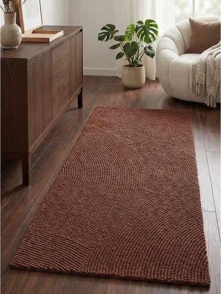 Ručne tkaný vlnený behúň v tehlovej farbe 80x200 cm Calmio – Hanse Home