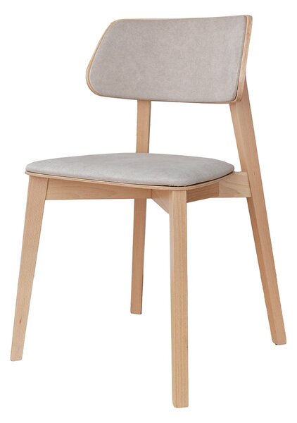 Čalúnená stolička béžová s drevenými nohami CL03 Como