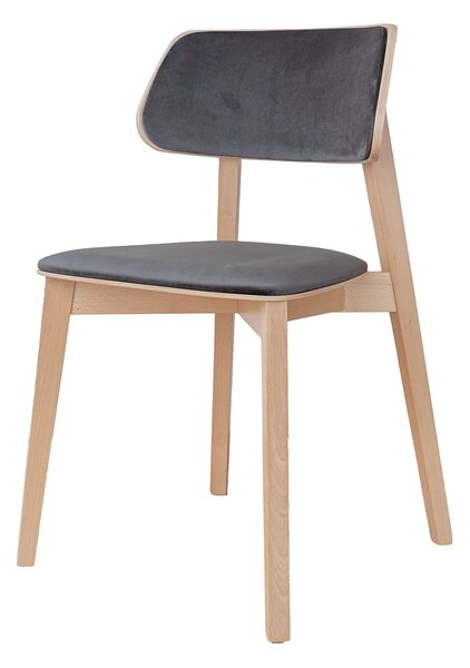 Čalúnená stolička sivá s drevenými nohami RIV96 Como