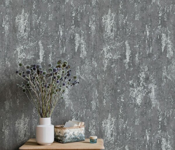 DIMEX | Vliesová tapeta na stenu WPE-901648 | 0,53 x 10,05 m | šedá, metalická