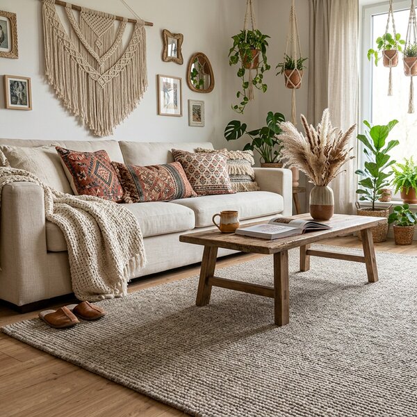 Hanse Home, Kusový koberec Bouclé Jute 105975 Grey Brown, 80x150, hnedá, chodba / predsieň