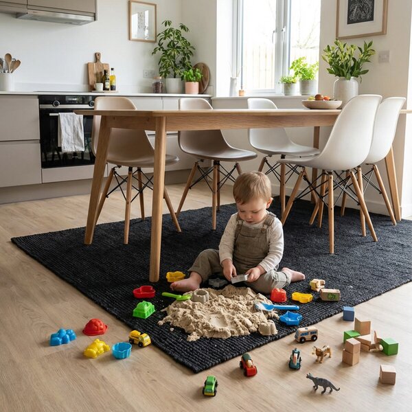 Hanse Home , Kusový koberec Bouclé Jute 105976 Black, 120x170, čierna, chodba / predsieň
