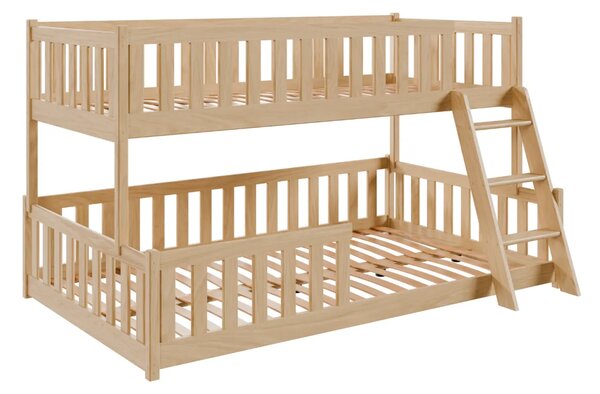 MAXMAX Detská montessori poschodová posteľ s rozšíreným spodným lôžkom NICE - 200x90/200x120 cm - prírodná
