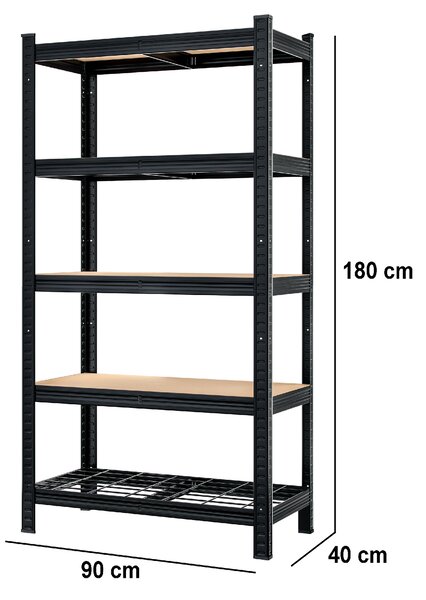 Regál Premium 180x90x40 cm - čierny