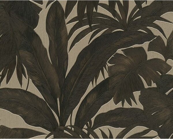 A.S. Création | Vliesová tapeta na stenu Versace 96240-1 | 0,70 x 10,05 m | béžová, hnedá, čierna, metalická