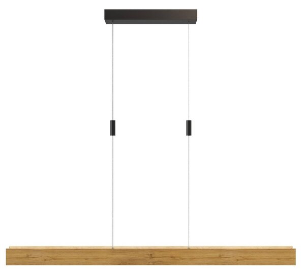 Elobra LED závesné svietidlo Mexico, dĺžka 89 cm, farba dubu, drevo, 2-pl., Svetlé drevo, Obývacia izba / jedáleň, Drevo, Závesné svietidlo