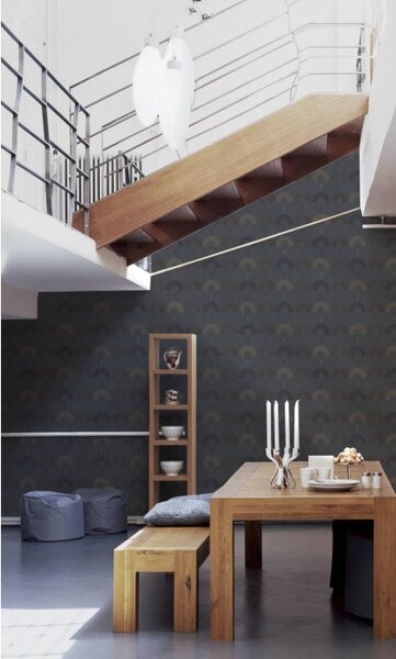 A.S. Création | Vliesová tapeta na stenu Pop Style 37480-2 | 0,53 x 10,05 m | béžová, čierna, metalická, šedá
