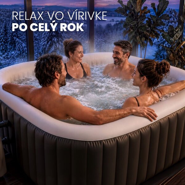 Nafukovacia vírivka OASIS pre 6 osôb, štvorcová, čierna Casaria