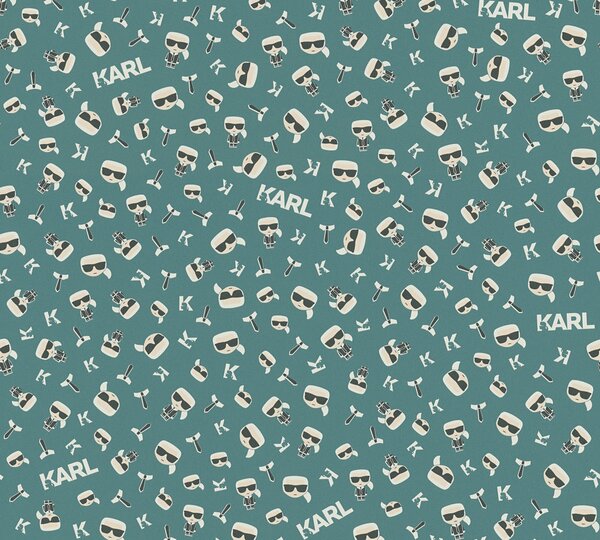 A.S. Création | Vliesová tapeta na stenu Karl Lagerfeld 37843-6 | 0,53 x 10,05 m | zelená, modrá, biela, čierna