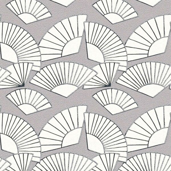 A.S. Création | Vliesová tapeta na stenu Karl Lagerfeld 37847-1 | 0,53 x 10,05 m | biela, čierna, metalická, šedá