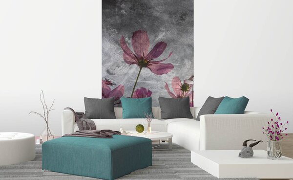 DIMEX | Vliesové fototapety na stenu Abstrakt fialové kvety MS-2-0363 | 150 x 250 cm | fialová, viacfarebná, šedá
