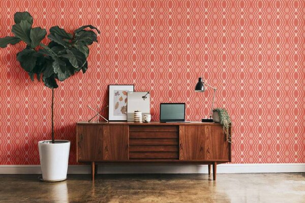 A.S. Création | Vliesová tapeta na stenu Retro Chic 39534-4 | 0,53 x 8,5 m | červená, biela
