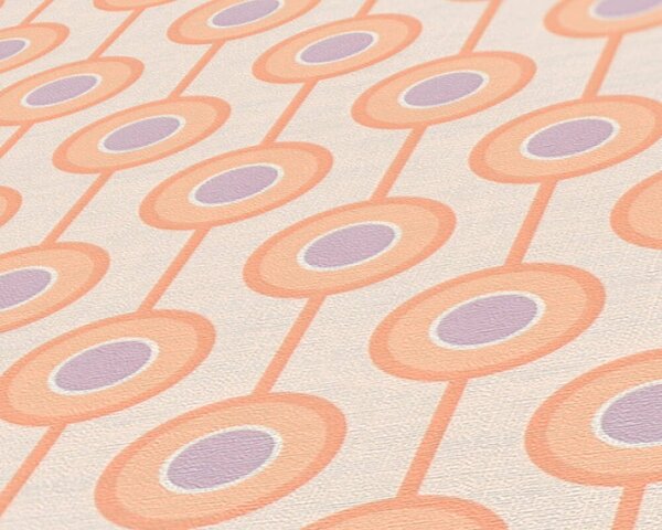 A.S. Création | Vliesová tapeta na stenu Retro Chic 39537-5V | 0,53 x 8,5 m | marhuľová, oranžová, fialová, krémová