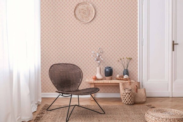 A.S. Création | Vliesová tapeta na stenu Retro Chic 39537-5V | 0,53 x 8,5 m | marhuľová, oranžová, fialová, krémová