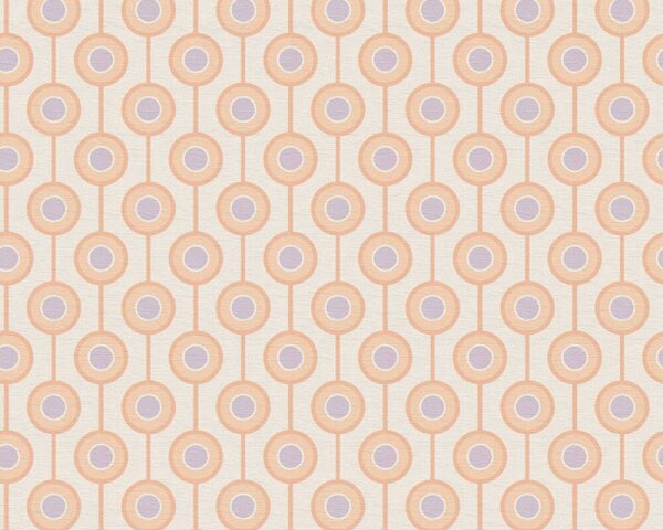 A.S. Création | Vliesová tapeta na stenu Retro Chic 39537-5V | 0,53 x 8,5 m | marhuľová, oranžová, fialová, krémová