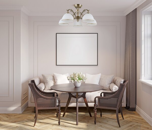 ITALUX PND-5122-5 Feneza stropné svietidlo 5xE27 D600mm starožitná bronzová, biela