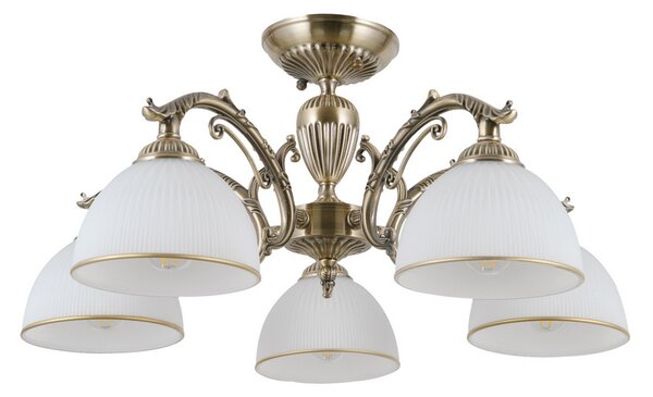 ITALUX PND-5122-5 Feneza stropné svietidlo 5xE27 D600mm starožitná bronzová, biela