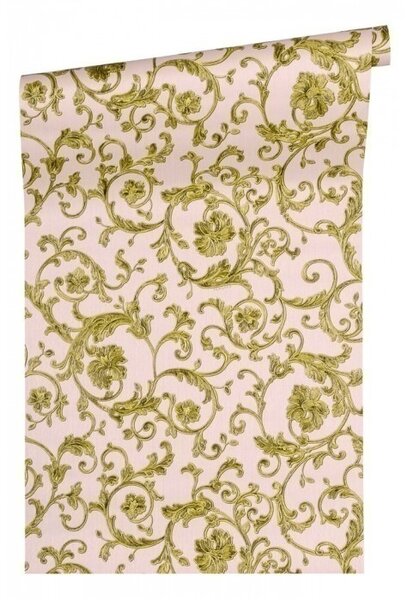 A.S. Création | Vliesová tapeta na stenu Versace 34326-4 | 0,70 x 10,05 m | ružová, metalická, žltá