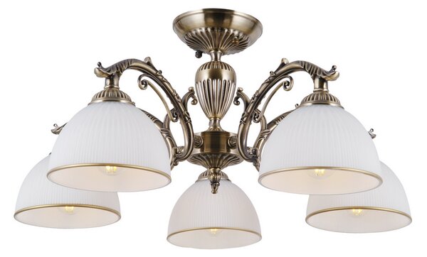 ITALUX PND-5122-5 Feneza stropné svietidlo 5xE27 D600mm starožitná bronzová, biela