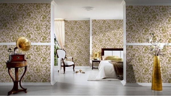 A.S. Création | Vliesová tapeta na stenu Versace 34326-4 | 0,70 x 10,05 m | ružová, metalická, žltá
