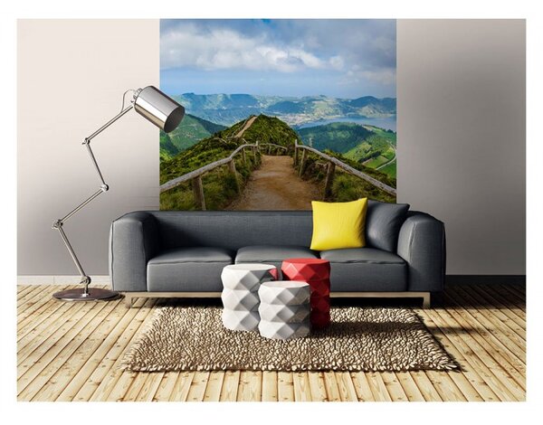 DIMEX | Vliesová fototapeta na stenu Peší chodník MS-3-0054 | 225 x 250 cm | zelená, modrá, béžová