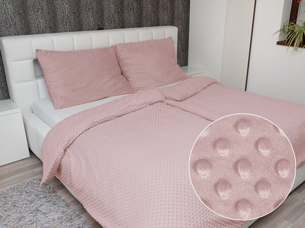 Biante Hrejivé posteľné obliečky Minky 3D bodky MKP-051 Staroružové Jednolôžko 140x200 a 70x90 cm
