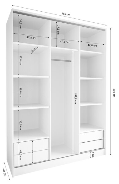 MEBLINE Otvorená šatníková skriňa MERV K3 150 čierna