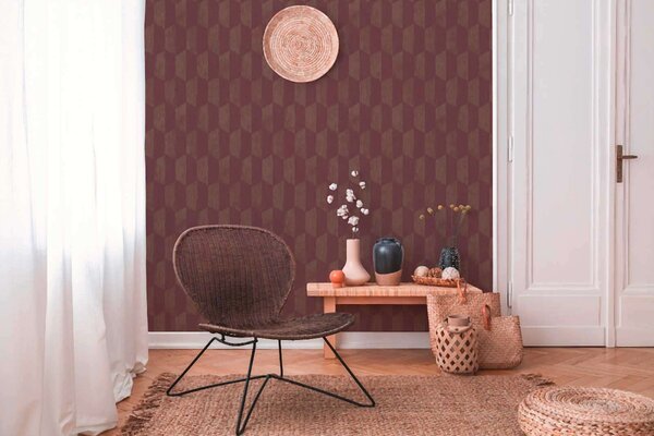 A.S. Création | Vliesová tapeta na stenu Geo Effect 38592-5 | 0,53 x 10,05 m | vínová