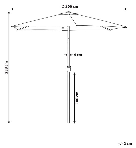 Záhradný slnečník svetlosivý 270 cm hliníkový odolný voči poveternostným vplyvom