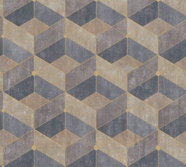 A.S. Création | Vliesová tapeta na stenu Titanium 3 38202-2 | 0,53 x 10,05 m | zlatá, hnedá, šedá