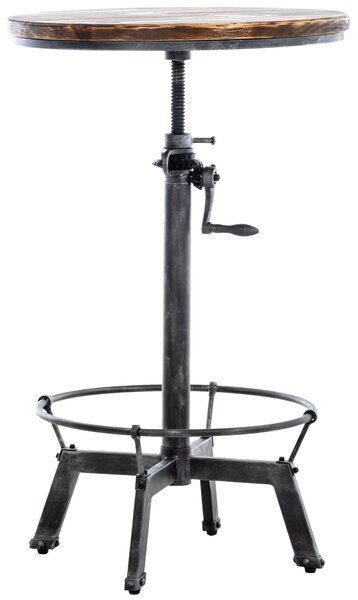 Kovový barový stôl Malita v industriálnom štýle - v84-102 x Ø59 cm - Strieborná