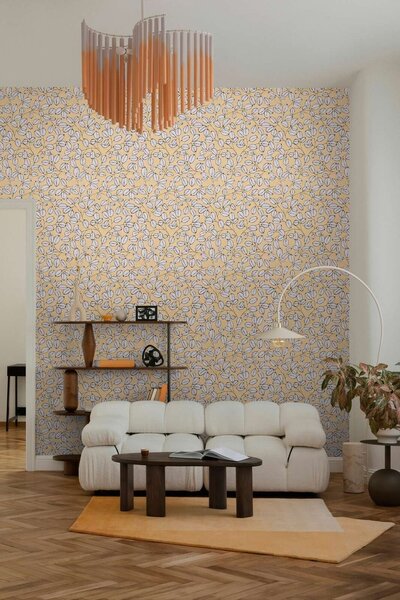 A.S. Création | Vliesová tapeta na stenu Nordic Feeling 79148-3 | 0,53 x 10,05 m | žltá, sivá