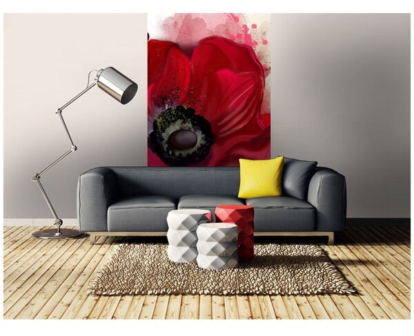 DIMEX | Vliesové fototapety na stenu Mak MS-2-0150 | 150 x 250 cm | červená, biela, čierna