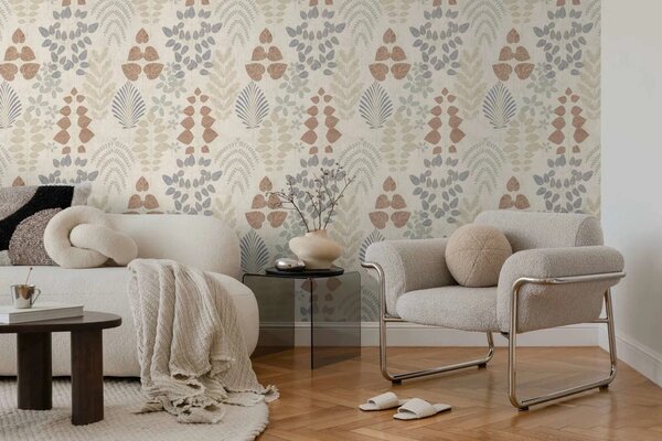 A.S. Création | Vliesová tapeta na stenu Nordic Feeling 79149-3 | 0,53 x 10,05 m | krémová, sivá, modrá
