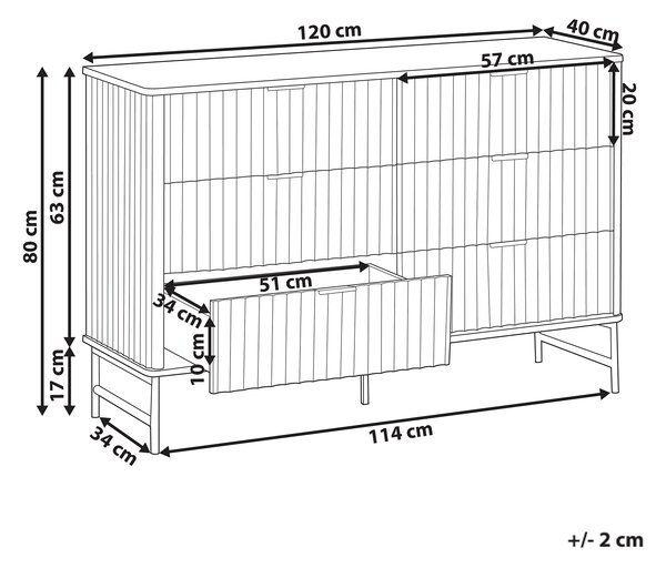 Komoda so 6 zásuvkami čierna MDF minimalistický dizajn moderný úložný nábytok obývacia izba spálňa