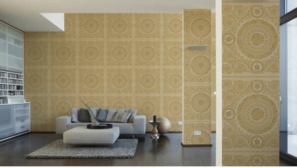 A.S. Création | Vliesová tapeta na stenu Versace 37055-4 | 0,70 x 10,05 m | zlatá, béžová