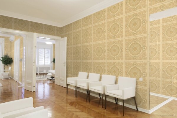 A.S. Création | Vliesová tapeta na stenu Versace 37055-4 | 0,70 x 10,05 m | zlatá, béžová